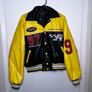 PrettyLittleThing Yellow and Black Leather Jacket